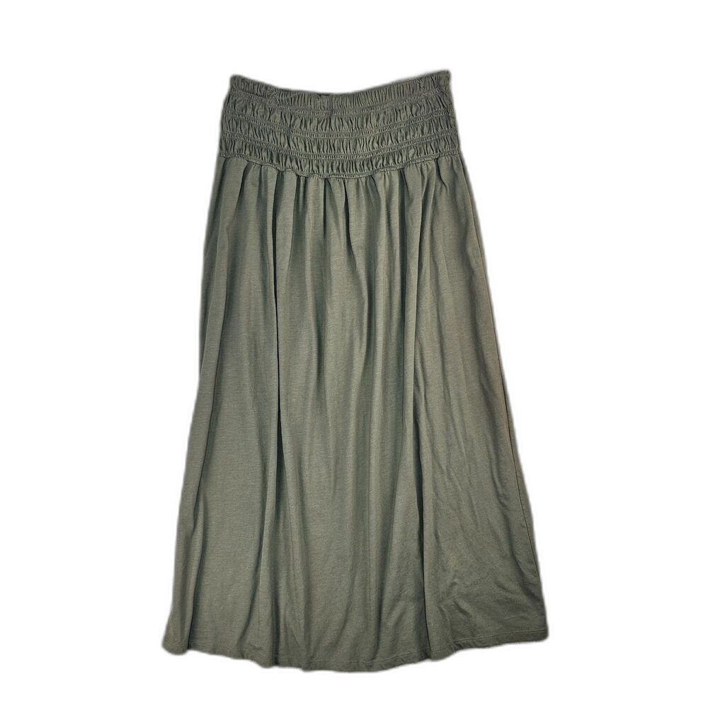 Universal Thread Strapless Dress Large Olive Green Smocked Midi Cover Up - Picture 2 of 9